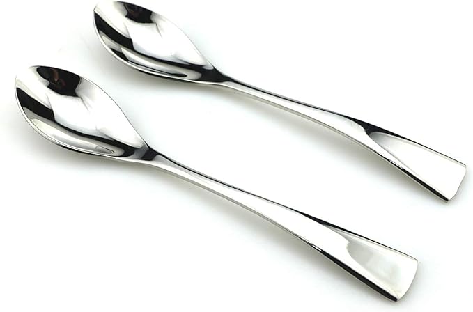 JASHII 18/10 Stainless Steel 4 Piece Mirror Polished Silver Dessert Spoon Salad Spoon Silverware Server Utensil Set 19CM