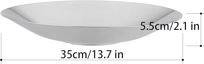 SANQIAHOME 18/8 Staniless Steel Large Serving Bowls,35cm/13.8 in,mixing-bowls pasta-bowls salad-bowls Silver