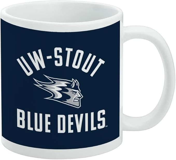 University of Wisconsin - Stout Blue Devils Logo Ceramic Coffee Mug, Novelty Gift Mugs for Coffee, Tea and Hot Drinks, 11oz, White