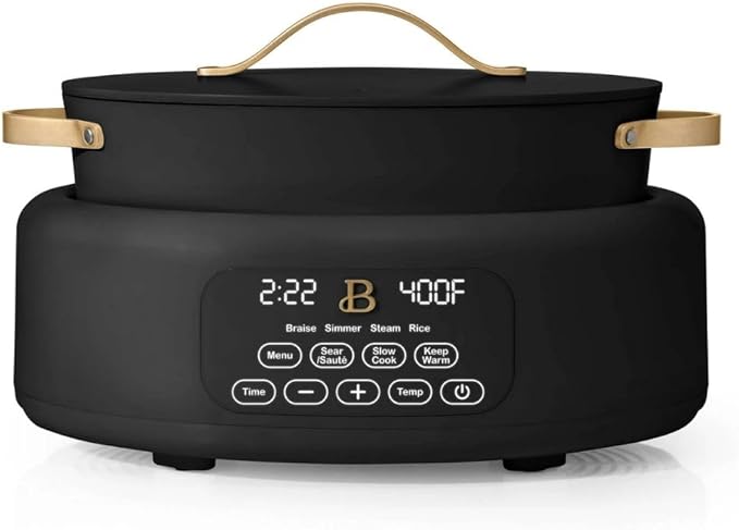Beautiful 10-in-1 Electric Multi-Cooker, 6-Quart, Digital Display, Non-Stick Pot, One-Touch Control, 10 Cooking Functions (Black)