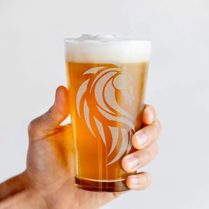 RIDER OF ROHAN Engraved 16oz Pint Glass | Inspired by Tolkien and Middle Earth | Great Christmas Gift Idea | Unique Elvish Dwarfs Orcs Wizard Fantasy Decor!