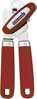 Restaurantware Comfy Grip 7.6 x 1.9 x 2.1 Inch Can Opener 1 Durable Manual Can Opener - Sharp Wheel Blade Grip Handle Red Stainless Steel Hand-Held Can Opener Built-In Bottle Opener
