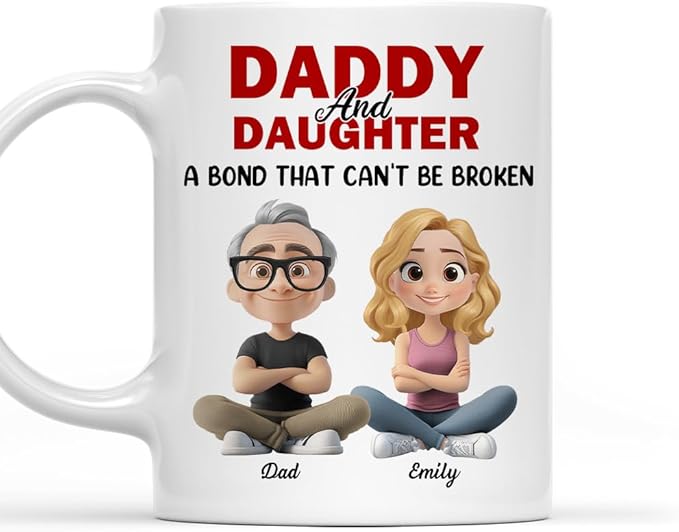 Wrappiness Dad And Daughter Personalized Coffee Mug - A Bond That Can't Be Broken, Thoughtful Gifts for Daughter from Dad, Mothers Day Birthday Gift from Father
