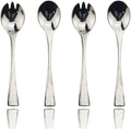 JASHII 18/10 Stainless Steel Mirror Polished Silver 2 Pcs Salad Fork & 2 Pcs Salad Spoon Silverware Server Utensil Set