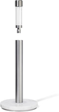 Curio Home Goods Obscura Paper Towel Holder plus Spray Bottle, Stainless Steel and Marble, Silver/White