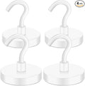 MIKEDE Magnetic Hooks Heavy Duty, 170LB Super Strong Magnetic Hooks for Cruise, Neodymium Earth Magnets with Hook for Hanging, Magnetic Metal Hanger for Fridge, Toolbox, Storage, (White, 4 Pack)