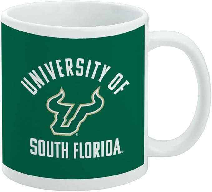 University of South Florida Bulls Logo Ceramic Coffee Mug, Novelty Gift Mugs for Coffee, Tea and Hot Drinks, 11oz, White