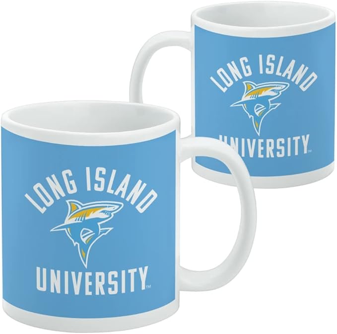 Long Island University Sharks Logo Ceramic Coffee Mug, Novelty Gift Mugs for Coffee, Tea and Hot Drinks, 11oz, White