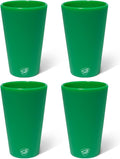Silipint Silicone Pint Glass – Unbreakable BPA-Free Reusable Silicone Drinking Cup – Flexible Dishwasher Microwave & Freezer Safe – Stemless Glass for Water (Classic Green, 16oz - Pack of 4)