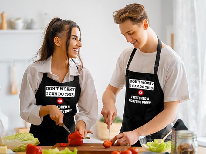 Funny Grilling Aprons for Men with Pockets BBQ Novelty Cooking Apron for Son Grandad Christmas Fathers Day Gift