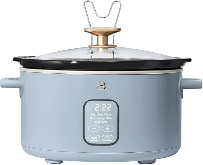 Beautiful 6 Qt Programmable Slow Cooker with Touch Control, Digital Timer and Keep Warm Function – Large Electric pot Capacity Kitchen Appliance by Barrymore (Cornflower Blue)
