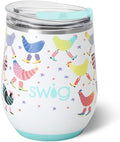Swig Life 12oz Wine Tumbler with Lid, Stainless Steel, Dishwasher Safe, Portable, Triple Insulated Wine Tumbler (Funky Chicken)