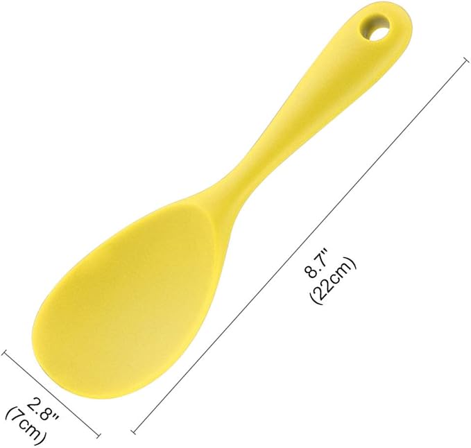 uxcell Silicone Soup Ladle Spoon 8.7 Inch Heat Resistant to 450°F One Piece Design Restaurant Kitchen Cooking Utensil for Serving Soup Yellow