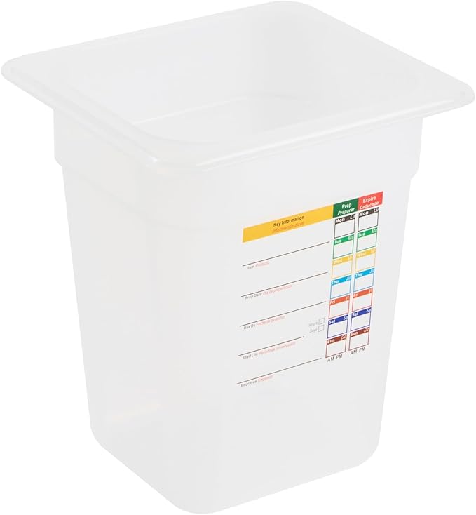 Restaurantware Food Pans Pack of 10 Plastic Square Food Containers 1/6 Size with Traceability Label, Storage Containers Dishwashable Hot Cold Friendly for Restaurants Buffet Commercial Use