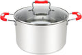 Stock Pot, 8.4 Quart Stainless Steel, Large StockPot With Clear Glass Lid, Steam Hole, Permanent Measurement Markings, Gas, Electric and Induction Compatible Boiling Pot