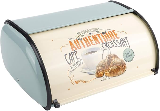 aqxreight Bread Box for Kitchen Storage Large Metal Container Holds Multiple Loaves Compatible with Most Bread Sizes in Blue