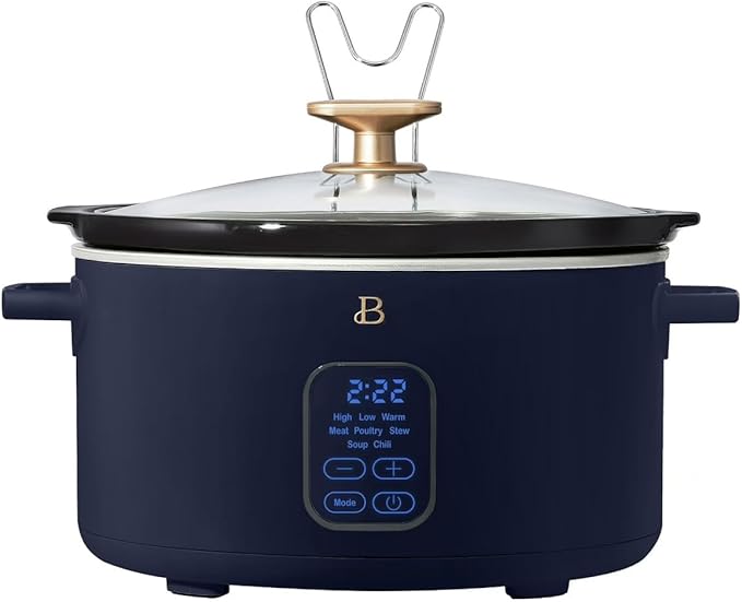 Beautiful 6 Qt Programmable Slow Cooker with Touch Control, Digital Timer and Keep Warm Function – Large Electric pot Capacity Kitchen Appliance by Drew-Barrymore (Starry Night Blue)