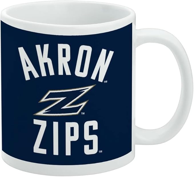 University of Akron Zips Logo Ceramic Coffee Mug, Novelty Gift Mugs for Coffee, Tea and Hot Drinks, 11oz, White