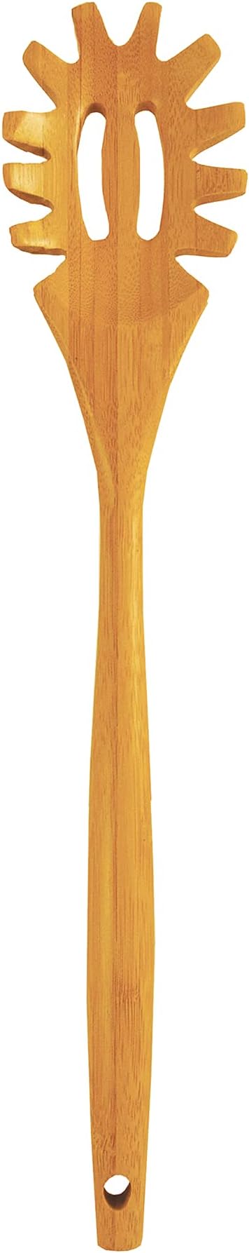 Totally Bamboo 14" Spaghetti Spoon – Natural Bamboo Pasta Server with Teeth | Eco-Friendly, Nonstick Safe, Durable Kitchen Utensil