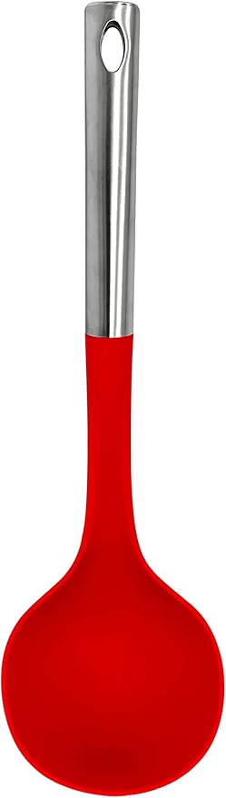 Red Nylon & Stainless Steel Classic Soup Ladle, 13 Inch, Kitchen Ladle, 1 Piece