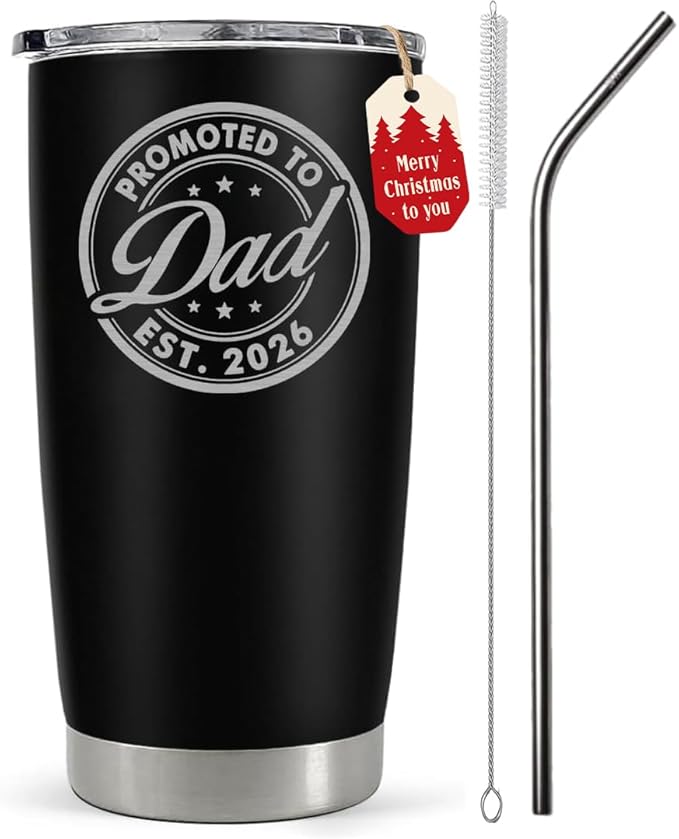 Christmas Gifts For New Dad 2026 Tumbler 20 Oz, Promoted to Dad Est 2026 Mug, Daddy Established 2026 Coffee Cup, 1st Time Fathers Day And Christmas Gifts, Daddy To Be Gift Ideas, Papa Travel Cup