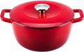 Enamel Cast Iron Dutch Oven with Lid,Dual Handles,Heavy-Duty Cookware for Sourdough Bread Baking,Braising,Stews,Roasting,Oven Safe up to 500° F,5QT,red
