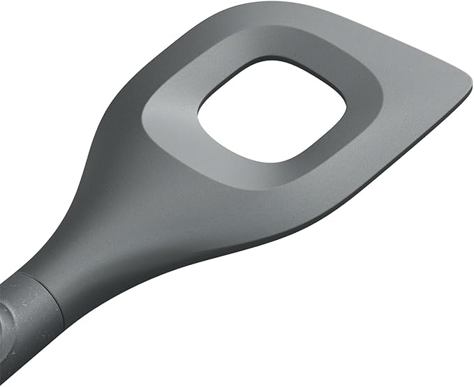 Zyliss Angled Mixing Spoon, Sustainable Wheatstraw/Nylon, Angled MIxing Spoon for Cooking and Serving with Heat Resistant Silicone Head, Beluga Grey, 11.6" x 2.2", Dishwasher Safe, 5 Year Guarantee