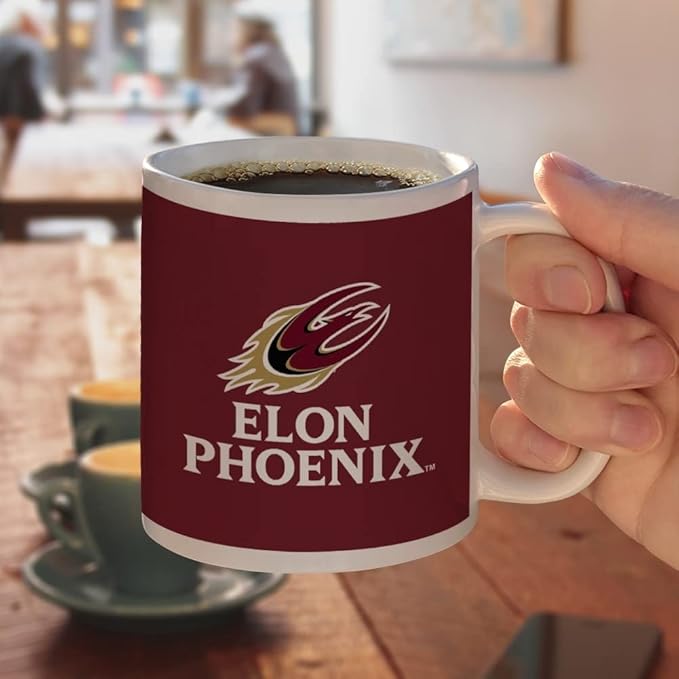 Elon University Phoenix Logo Ceramic Coffee Mug, Novelty Gift Mugs for Coffee, Tea and Hot Drinks, 11oz, White