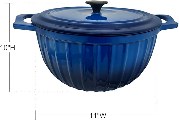 5 Quart Cast Iron Dutch Oven Pot with Lid, enameled cast iron pot, blue dutch oven, porcelain cast iron dutch oven, pot with lid blue