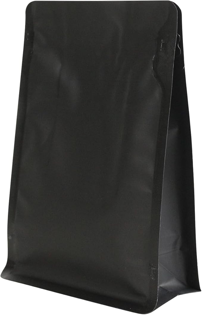 110 Pack High Barrier Stand-Up Coffee Bean Bags with Vented Valve, Matte Metallic, Heat-Sealable and Resealable Solid Color Pouches for Food Storage (5.1 * 8 inch,1/2 lb,8 oz,Black)