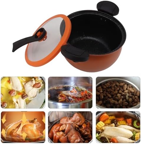 Micro Pressure Cooker Fast Cooking Cookware, 31 * 28 * 17cm Non Stick Microwave Kitchenware, Multi Functional Big Capacity Universal Stew Pot (5L)