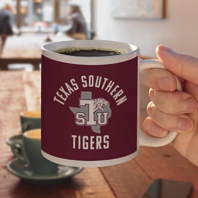 Texas Southern University Tigers Logo Ceramic Coffee Mug, Novelty Gift Mugs for Coffee, Tea and Hot Drinks, 11oz, White