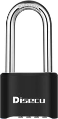 1 Pack disecu Heavy Duty 4 Digit Combination Lock, 2.5 Inch Long Shackle Outdoor Waterproof Padlock for School Gym Locker, Storage Unit, Fence, Gate, Toolbox (Black)