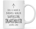 Andaz Press Funny 11oz. Ceramic Coffee Tea Mug Gift, This is What a Badass Ninja Superstar Triathlete Looks Like, 1-Pack, Birthday Christmas Gift Ideas Coworker