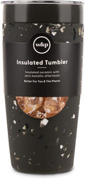 W&P Porter Insulated Tumbler 20 oz | No Metallic Aftertaste Ceramic Coated for Water, Coffee, & Tea | Wide Mouth Vacuum Insulated | Dishwasher Safe, Charcoal Terrazzo