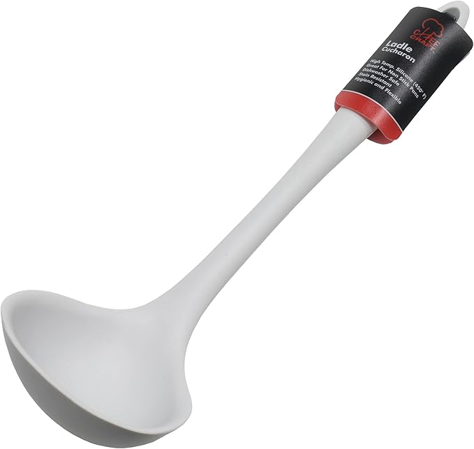 Chef Craft Premium Silicone Cooking Ladle, 11.25 inch, Gray