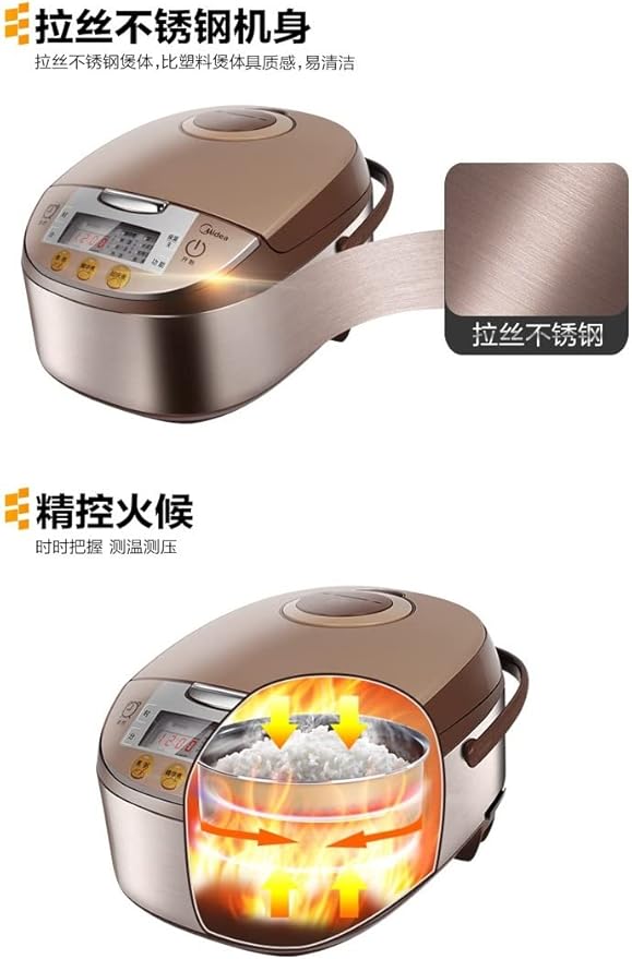 Midea Micom Rice Cooker, Digital Multi-Functional Ricer Cooker/Steamer, Brown Rice, Slow Cooker (3L/5.5Cup, Champange) MB-FS3017