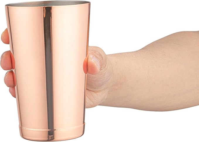 Restaurantware Bar Lux 16 Ounce Boston Shaker 1 Copper-Plated Cocktail Shaker - Weighted Bottom No Leak Stainless Steel Martini Drink Mixer Essential Bar Tool For Home Use Or Bartenders