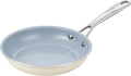 20CM Ceramic Frying Pan with Stainless Steel Handle - Perfect Non Stick Frying Pans for Steak & Non Stick Cooking-Ceramic Pans Frying Pan Trendy Kitchen Essential for Young Chefs(Cream White)