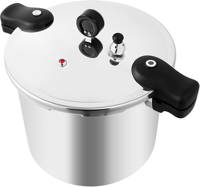 23 Quart Pressure Canner Aluminum Pressure Cooker with Gauge Explosion Proof Safety Valve, Pressure Cooker Canner for Gas Stoves, Electric Ceramic Stoves and Electric Furnaces