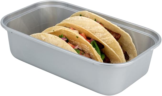 Restaurantware Futura 33.8 Ounce Meal Prep Containers With Lids 100 Microwavable To Go Containers - Inserts Sold Separately Disposable Silver Plastic Food Containers With Lids