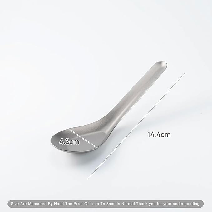 Flat-Bottomed Wide Head Soup Spoon, 5.7 in Pure Titanium Spoon for Coffee, Tea, Dessert, Stirring, Bar, Kitchen, Gift for Lovers, Korean Style, Lightweight & Safe
