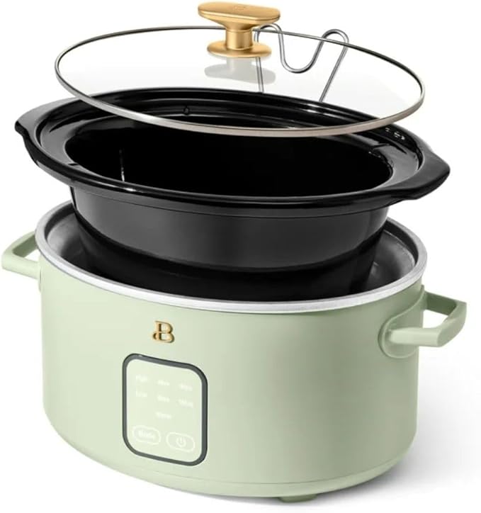 Beautiful by Drew Barrymore 4Qt Slow Cooker, Touch-Activated Display, 4 Presets, Auto Warm, Dishwasher-Safe Pot.
