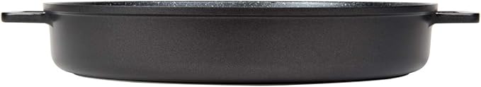 MasterPan Non-Stick Stovetop Oven Grill Pan with Heat-in Steam-Out Lid, nonstick cookware, 12", Black,