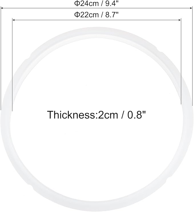uxcell 2 Pcs Silicone Sealing Ring for Pressure Pot 5/6QT, Pressure Pot Inner Gasket Seal Rings Pressure Cooker Replacement Parts, White