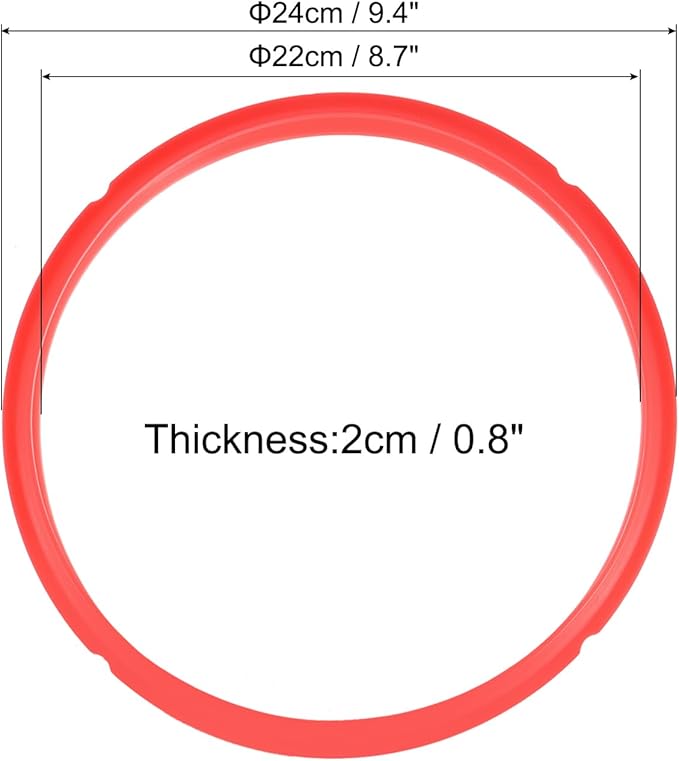 uxcell 2 Pcs Silicone Sealing Ring for Pressure Pot 5/6QT, Pressure Pot Inner Gasket Seal Rings Pressure Cooker Replacement Parts, Red
