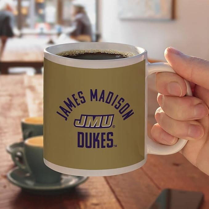 James Madison University Dukes Ceramic Coffee Mug, Novelty Gift Mugs for Coffee, Tea and Hot Drinks, 11oz, White