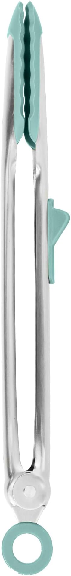 Tovolo Tongs With Silicone Tips Easy Grip 13” Long Kitchen Tongs Stainless Steel Handle For Cooking, Non Scratch Heat Resistant Metal Tongs Silicone Tipped Dishwasher Safe BPA Free Aqua Seafoam Green