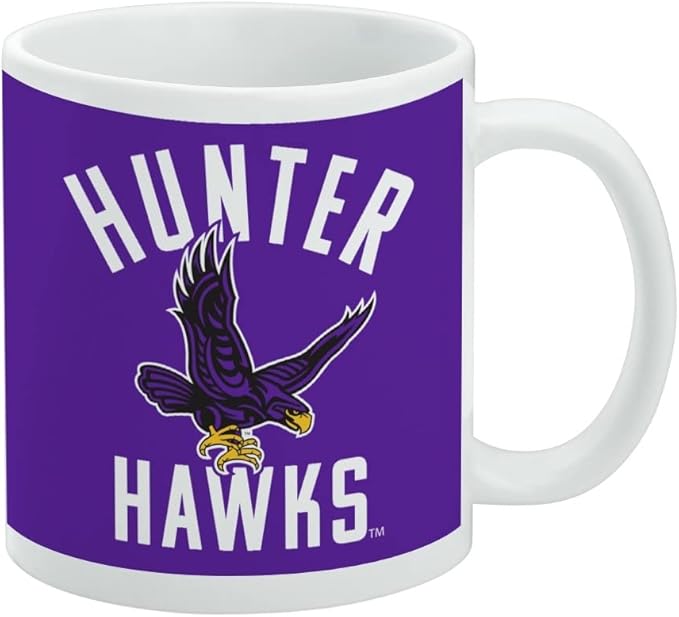 Hunter College Hawks Logo Ceramic Coffee Mug, Novelty Gift Mugs for Coffee, Tea and Hot Drinks, 11oz, White