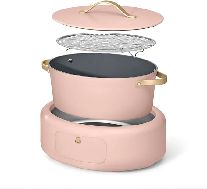 Beautiful 10-in-1 Electric Multi-Cooker by Drew Barrymore, 6-quart, digital display, 10 cooking functions, non-stick pot, easy one-touch control (Rose)